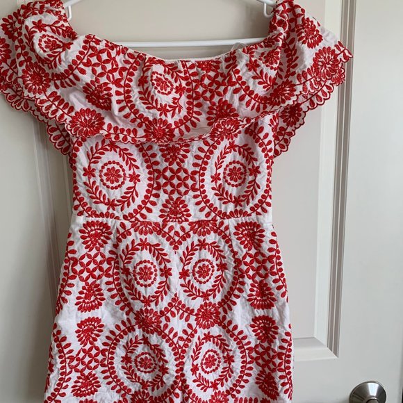 Off-Shoulder Embroidered Romper - Picture 6 of 7